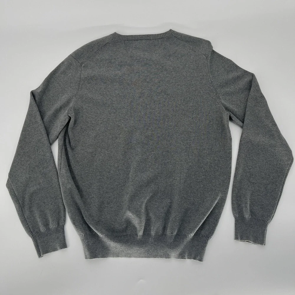 Calvin Klein Mens Sweater 100% Cotton V Neck Pullover Gray Preppy Academia‎ Sz M